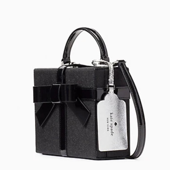 Kate Spade New York wrapping party black sparkly gift box crossbody